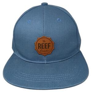 Discrete Baseball Cap Blue One Size Leather Patch Cannabis Strapback Hat